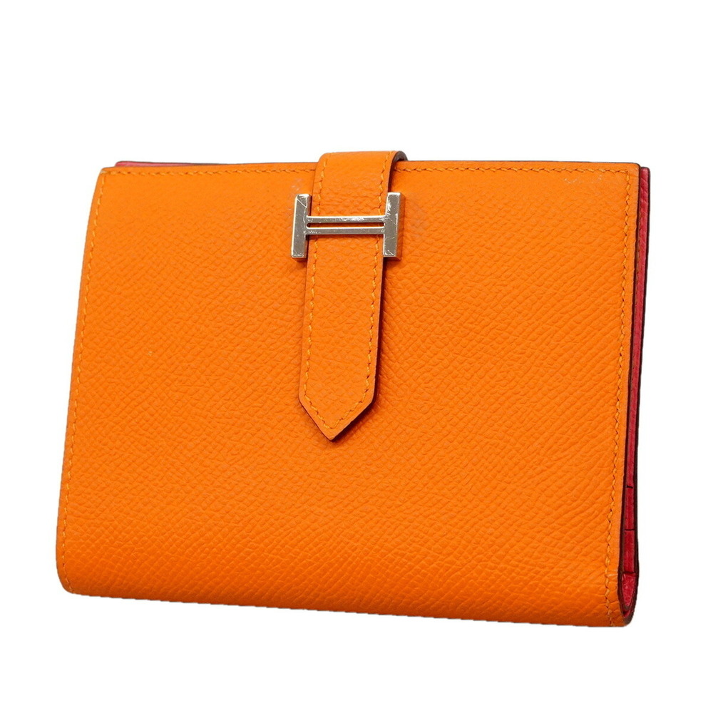 Hermes Bearn Compact Verso Wallet, Veau Epsom Leather, Orange Rose Azalee, C ...